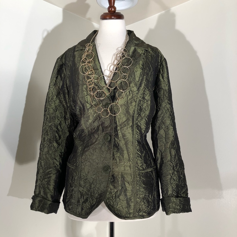 Chico green blazer jacket; Size 3